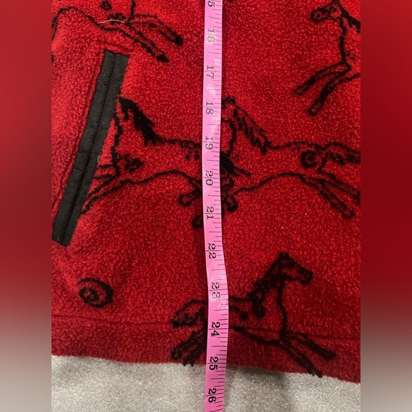 [XL]VTG Tsunami Red Fleece Jacket with Horse Pattern - Picture 6 of 11